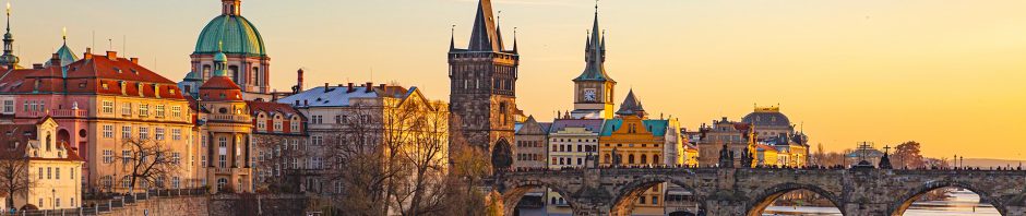 Prague, Czech Republic. Aerial view. Charles Bridge (Karluv Most) old town in autumn.
